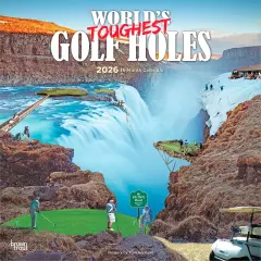 World's Toughest Golf Holes OFFICIAL | 2026 12 x 24 Inch (Hanging) Monthly Square Wall Calendar | Plastic-Free