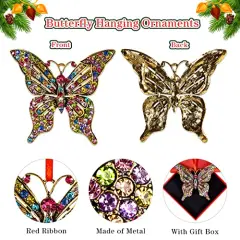 Butterfly Christmas Ornament Monarch Butterfly Hanging Ornament Butterfly Decorations Butterfly Keepsake Ornaments Colorful Christmas Tree Ornaments Gift for Women Girls Sister