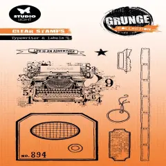 Grunge Collection Clear Stamp 10/Pkg -Nr. 826, Typewriter & Labels