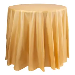 Gold Round Disposable Plastic Tablecloths - 84" (96 Tablecloths)
