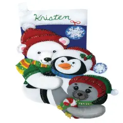 Design Works Felt Stocking Applique Kit 18" Long-Winter Buddies