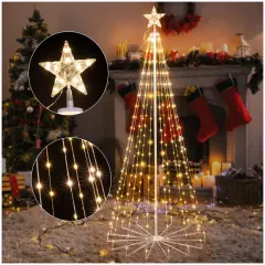 7FT Tree Light Outdoor w Star Warm White