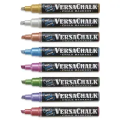VersaChalk Wet Eraser Liquid Chalk Markers - Metallic Colors, 5 mm, Set of 8, Bold Tip