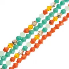 Crystal Lane DIY 7" Designer Glass Bead Multiple Strands Teal & Orange Mix