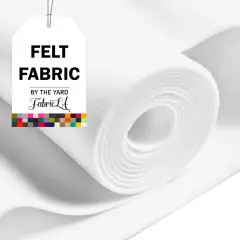FabricLA Acrylic Felt Fabric - 72" Inch Wide 1.6mm Thick Felt by The Yard - Use Soft Felt Sheets for Sewing, Cushion, and Padding, DIY Arts & Crafts (1 Yard, White)