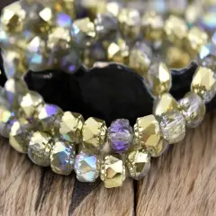 Gold Washed Crystal AB Fire Polished Cathedral Beads - Choose Your Size