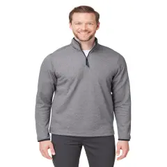 CORE365&reg; Men's Venture Heathered Stripe Quarter Zip BLACK/WHITE