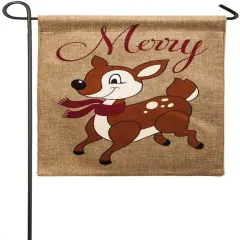 Santa's Helper Christmas Garden Flag 2 Sided Burlap