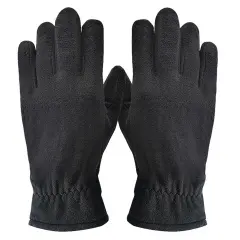 Solid Wing Black Fleece Gloves for Ultimate Warmth