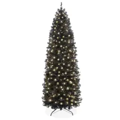 Best Choice Products 4.5ft Pre-Lit Black Artificial Christmas Tree, Holiday Pencil Tree w/ 100 Incandescent Lights, Base