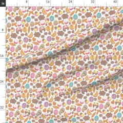 Various Fabrics by the Yard or Fat Quarter Mexican Sweet Bakery Small Scale White Background Pastel Colors Kawaii Shells Food Mexico Pink Cookies Custom Printed Fabric by Spoonflower