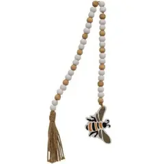 Wood Bumblebee Bead Garland with Jute Tassel