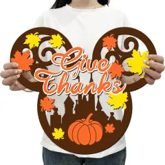 Fall Mouse Wooden Door Hanging Sign - Give Thanks