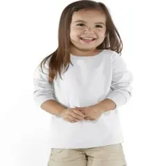 Rabbit Skins&reg; Toddler Crew Neck Long-Sleeve Fine Jersey T-Shirt - 3302 White