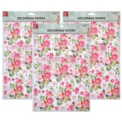 Pack of 3 - Little Birdie Decoupage Paper A4 4/Pkg-Blossoming Elegance