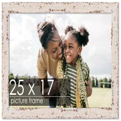 Shabby Chic White Picture Frame - UV Acrylic, Backing Board, Hanging Hardware Included