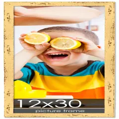 Panoramic Shabby Chic Yellow Picture Frame - UV Acrylic, Foam Board Backing, Hanging Hardware