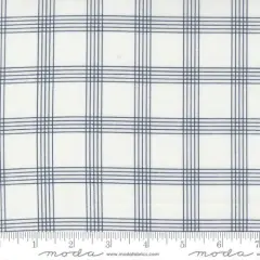 Nantucket Summer Cream Navy Plaid Checks Plaids 44"/45" Fabric Per Yard