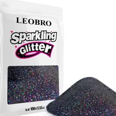 00g / 3.5 oz Black Glitter, Holographic Fine Glitter