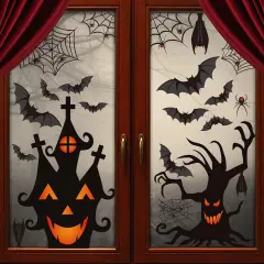 90 Pieces Halloween Window Clings Static Window Stickers