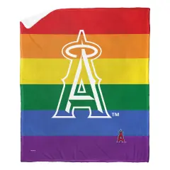 MLB Pride Series Silk Touch Sherpa Throw Blanket 50&times;60 Inches Los angeles angels