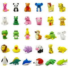 Wrapables Mini Animal Eraser Pets, 3D Puzzle Erasers for Party Favors, Goodie Bags, Easter Egg Fillers (Set of 30)