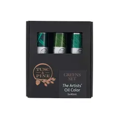 Tusc & Pine Artist Oil Paint - Greens, Set of 3 40 ml, Non-Yellowing, Rich & Creamy Consistency, Maximum Pigment Load, Small Batch Milled Oil Paints Made in the USA for Professional Artists