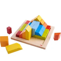 HABA 3D Arranging Game &ndash; Creative Stones Wooden Building Blocks & Stacking Toy for Toddlers &ndash; Wooden Montessori Toy with Pattern Cards Multicolor