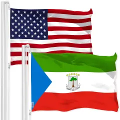 G128 Combo Pack: American USA Flag 3x5 Ft & Equatorial Guinea Flag 3x5 Ft | Both LiteWeave Pro Series Printed 150D Polyester, Brass Grommets