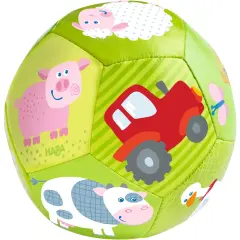 HABA Soft Baby Ball with Farm Animals for Tummy Time & Sensory Play - 4.5" Infant Play Ball Ideal for Crawling, for Babies 6 Months & Up Multicolor