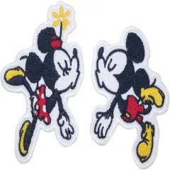 2 PCS Couple Kiss Mickey Iron On Patches for Clothing Saw