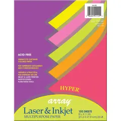 Hyper Multi-Purpose Paper, 5 Assorted Colors, 20 lb., 8-1/2" x 11", 100 Sheets
