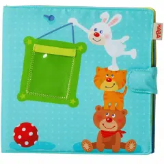 HABA My First Photo Album - Soft Fabric Baby Book, Baby Album Fits (8) 4"x6" Photos, Sensory Toys for Babies, Baby Books 12-18 Months & Up Multicolor