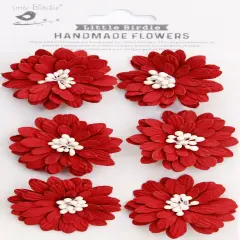 Little Birdie Astra Paper Flowers 6/Pkg-Cardinal Red