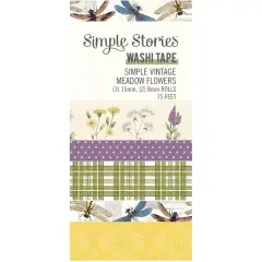 Simple Vintage Meadow Flowers Washi Tape-5/Pkg