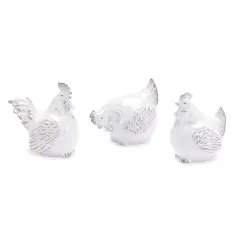 Melrose Ceramic Resting Chicken Figurines - 5" - Set of 6 White