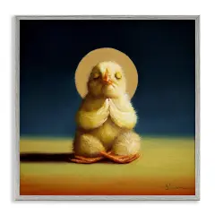 Stupell Industries Meditating Yoga Chick Framed Giclee Art Gray Frame