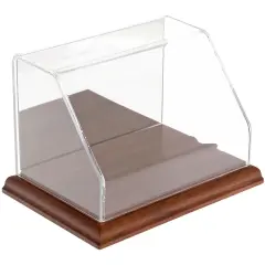 Plymor Clear Acrylic Slanted Front Display Case, 6" W x 4" D x 4" H Hardwood (Mirrored)