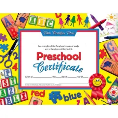 Preschool Certificate, 8.5" x 11", Pack of 30