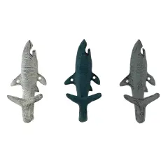 Set of 3 Shark Wall Hooks in Blue, Gray, White &ndash; Perfect for Nautical Themes