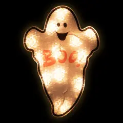 Northlight Lighted Holographic Boo Ghost Halloween Window Decoration - 12" Orange