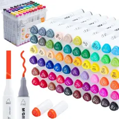 Alcohol Markers, 60 Colors Dual Tip Art Markers, coloring markers with Storage Case for Adult Kids Halloween Drawing Sketching (White Barrel)