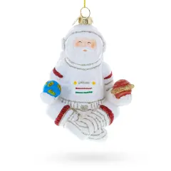 Santa Astronaut Glass Christmas Ornament