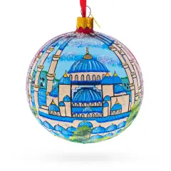 The Blue Mosque, Istanbul, Turkey Glass Ball Christmas Ornament 4 Inches