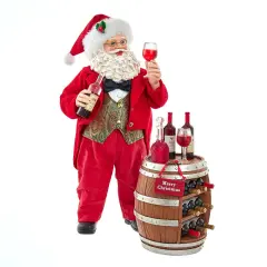 Kurt Adler 10.5-Inch Fabrich&eacute; Wine Tasting Santa, 2 Piece Set