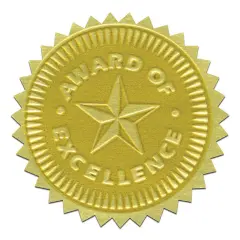 Gold Foil Embossed Seals, Award of Excellence