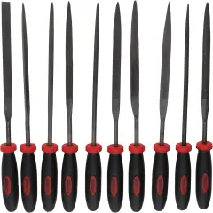 The Beadsmith Needle File Set, 10 Pieces Hand Metal Files, 10MM 2 Cut, Steel Set Includes: Round, Triangle, Knife File, Oval, Flat Blunt, Flat Tapered, Half-Round, and Square