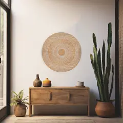 Wooden Wall D&eacute;cor Hand Curved Round Wall Accent - 36"