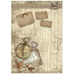 Stamperia Rice Paper Sheet A4-Sea Land Compass