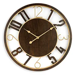 Sorbus Wooden Modern Wall Clock - Large 24-Inch Wall Clock - Battery Operated Analogfor Living Room and Kitchen D&eacute;cor Brown